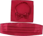 [BESPORTBLE] 3pcs Men Cummerbund Bow Tie Set with Pocket Square Holder Pre Tied Bow Ties for Weddings Parties Tuxedo Suits Stylish Comfortable Versatile Accessories