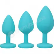 A-Play Teal Silicone Anal Trainer 3 Piece Set With Fun Flared Base
