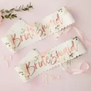 Ginger Ray Bridesmaid Floral Rose Gold Foiled Sash (Pk 2)