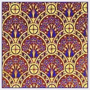 AWN Pugin Flowers and Crosses in Blues Golds Counted Cross Stitch Chart Pattern