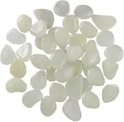 Fenteer 50Pcs Glow in The Dark Rocks Luminous Stones Gravel Garden Pebbles Luminous Pebbles for Fish Tank Pathway Walkway Houseplants Backyard, White