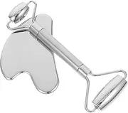 1 Set Hand Roller Massage Massage Stick Roller Guasha Tool for Face Facial Tools Silver Stainless Steel