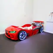GTX Kids Red Racing Car Bed with LED Lights & Sound Effects – Luxury Design