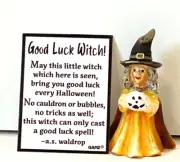 Ganz Mini Good Luck Witch Figurine w/Jack-O-Lantern Poem Card Halloween 2 1/4"H