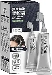 Black Fruit Dyeing Cream with Comb, Black Hair Dye for Men Women (Brown Black)