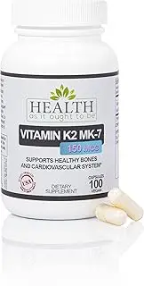 Vitamin K2 MK-7 150mcg 100 Capsules – (Does not Contain K1 or MK4) - Works with Vitamin D - Soy Free - Tested for Purity and Strength