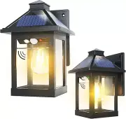 Paquete de 2 luces de farol de pared con energía solar con 3 modos de iluminació