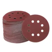 150pcs 5" Hook and Loop Sanding Discs 1500 Grit 8-Hole Sandpaper for Sander, Red