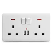146 Type Dual Usb Wall Socket Switch Dc 5V/2.1A Electrical Plugs Sockets Wall Uk