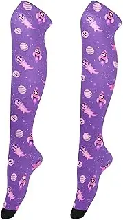 [Caihoyu] Knee-High Hosiery for Women Comfortable Over Knee Socks Thigh High Sock for formal Events Dino Space Cute Dragon, Dino Space Cute Dragon