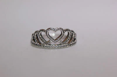 NIB PANDORA HEARTS TIARA RING 190958CZ SZ 48 4.5 STER SILVER ANTI-TARNISH POUCH