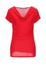 New SANDRO FERRONE Women's Red Cowl Neck Tee-Shirt Soft Top Sz M Made in Italy