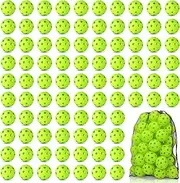 Coopay 100 Pack Baseball Practice Baseballs Plastic Hollow Soft Balls with a Drawstring Bag for Hitting, Baseball Training Indoor Outdoor Use (Green)