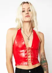 Hot Cyber Sexy Lace-Up Halter Top
