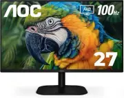 AOC 27B2H2 27” Frameless IPS Monitor, FHD 1920x1080, 100Hz, 101% sRGB, for Home