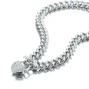 925 Sterling Silver Plated Euro Chain Necklace Featuring a Simulated Diamond Locket - USA Made
