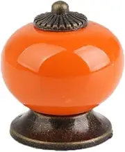 5pcs Ceramic Cabinet Drawer Knob Kids Wardrobe Handle Children Furniture Cute Closet Handles Antique Dresser Pulls - (Color: Orange)