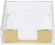 MultiBey Sticky Notes Memo Pad Holder Dispenser Rose Gold with Clear Desk Supplies Organizer Accessories for Office Home Schools (Gold)