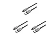 3PK Cygnett Armoured USB-C to USB-A Charger & Data Sync Nylon Cable 50cm Black