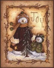 Christmas Cutting Board "Joy" Snowmen Art by Mary Ann June BRAND NEW