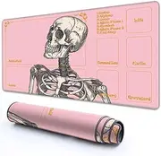 RMJKXQZG for MTG Playmat with Zones 24" x 14" with High Elastic Rubber Base Non-Slip Rubber Sole HD Printing for MTG Mat Magic Mat Card Playmat Magic Playmat Mouse Pad, Skeleton On A Pink Background