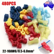 480PCS Electrical Wire Crimp Terminals T-Tap Quick Splice Cable Connectors Kit