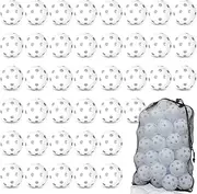Coopay 48 Pack Baseball Practice Baseballs Plastic Hollow Soft Balls with a Drawstring Bag for Hitting, Baseball Training Indoor Outdoor Use