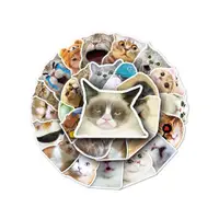 在飛比找ETMall東森購物網優惠-50張可愛動物貓咪表情包diy筆記本水杯手賬本貼紙文具禮品防