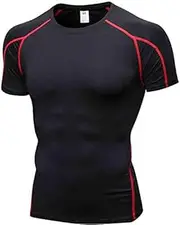 [POIHIDE] Men's Compression Shirts Short Sleeve Workout Gym T-Shirt Running Tops Quick Dry Sports Base Layer Athletic Undershirts