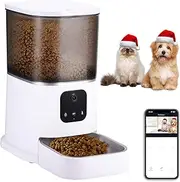 Automatic Cat Feeder with 1080P Camera, Smart Pet Feeder for Cats and Dogs, 6L Dry Food Dispenser with No-Clog Design, Voice Recorder, Portion Control and 304 Stainless Steel Bowl