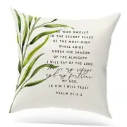 Bible Verse Throw Pillow Case, Blessing Gift, Scripture Art, Psalm 91:1-2