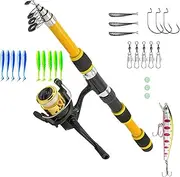 Kids Fishing Rod and Reel Combo,1.8m Telescopic Fishing Rod for Casting - Kids Fish Equipment, Small Dock Gear Kit, Youth Fish Set, Tackle Starter Set for Boy, Girl