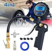 Tire Inflator LED LCD Luminous Digital Display W/Pressure Gauge Fit For Car/Bike