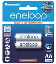 Panasonic Eneloop AA 2000mAh - 2 Pack Batteries Pre-Charged