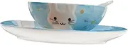 Boys and Girls Serving Plates Set Bunny Pattern Ceramic Bowl and Plate Dishware Kit Cartoon Bowl SPO