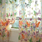 Butterfly Sheers Curtains Voile Tulle Floral Window Door Curtain Scarf Vspo