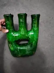 ceramic tamegroute candle holder; unique candlestick jewish hanouka natural