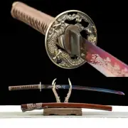 Handmade Japanese Katana Carbon Steel Blue Blade Sword SHINOGI ZUKURI Full Tang.