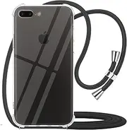 YESPURE Crossbody Case for iPhone 7 Plus,Crossbody Case for iPhone 8 Plus [ with Adjustable Lanyard Strap ] Clear Transparent Soft TPU Shockproof Phone Cover for iPhone 7Plus/8 Plus - Black