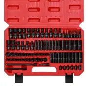 1/4 Inch Drive Master Impact Socket Set with Adapters, U-Joint, Extensions & ...