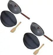 BESPORTBLE 2 Sets Camping Skillet Portable Outdoor Frying Pan Hot Pot Lid Induction Cooktop Pan for Hiking and Travel