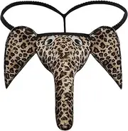 [Gushijieju] Mens Lingerie Sexy Elephant Trunk Thong for Men G-String Funny Underwear Christmas Valentine's Day Gifts Ideas Leopard, Leopard Print, One Size