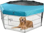 PJYuCien Dog Playpen Mesh Top Cover, Fits 24 Inch 8 Panels Regular Octagon Metal Exercise Pet Pen, Adhesive Tape Connections, Blue (Note: Cover Only, Fence Not Included)