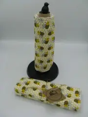 NEW unpaper towels cloth 12 reuseable wipes flannel honeycomb honey bumble bees