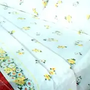 Pequot Sheets Luxury Muslin Full Double Fitted Yellow Flower Daisy