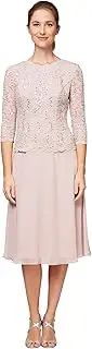 [Alex Evenings] Women's Sequin Lace to Chiffon Petite Mother of The Bride Dress (10P, Shell Pink)