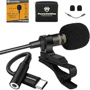 PowerDeWise Upgraded 2024 Type-C Lavalier Microphone with Adapter - Omnidirectional USB C Lav Mic for iPhone 15 Pro, Android, PC, Mac, Recorders - YouTube Interview Vlogging