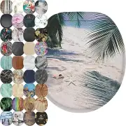 Elegant Soft Close Toilet Seat - Four-Sided Beach Motif with Adjustable Hinges