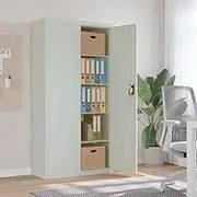 Storage Cabinet with Locking and 2 Adjustable Shelves, 90 x 40 x 180 cm File Cabinets for Home Office Garage Kitchen Pantry (Grey)