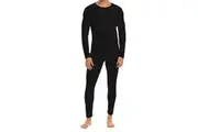 2pcs Set Holeproof Aircel Thermal Men Black Long Sleeve Top T-Shirt & Johns Pants Base Layer